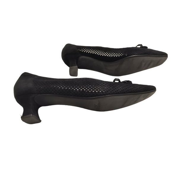 Stuart Weitzman Women Kitten Heel Pump Black suede Squared Toe 8.5M‎ - Picture 12 of 14